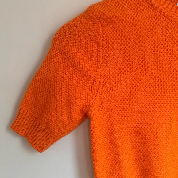 Zara Textured Short Sleeve Sweater Tangerine Orange Retro women’s orange top - Picture 3 of 9